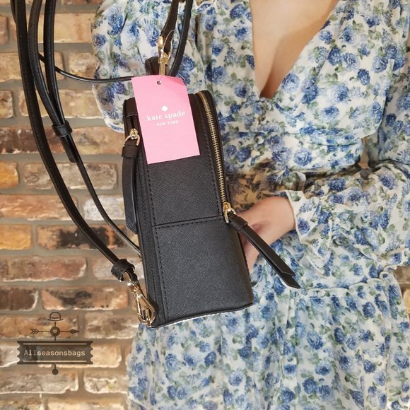 Kate Spade Mini Convertible Backpack BLACK Leather - Picture 11 of 12